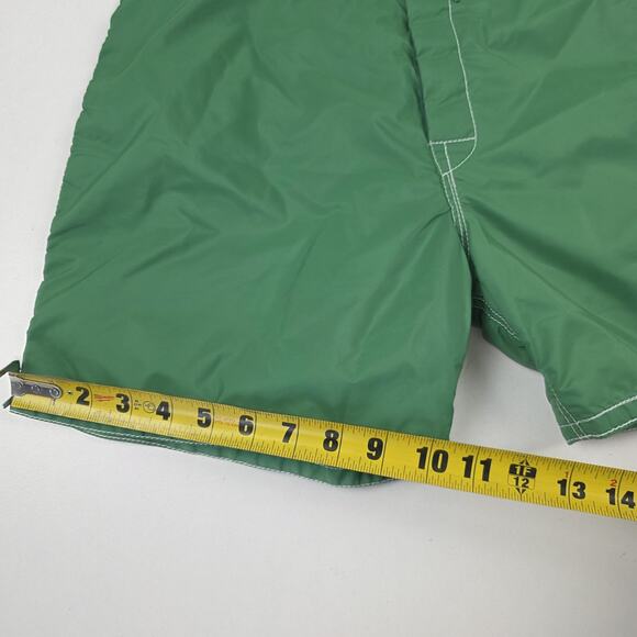 Birdwell Beach Britches Shorts Mens 30 Green Board Swim Trunks Lace Up Surf - Picture 5 of 9